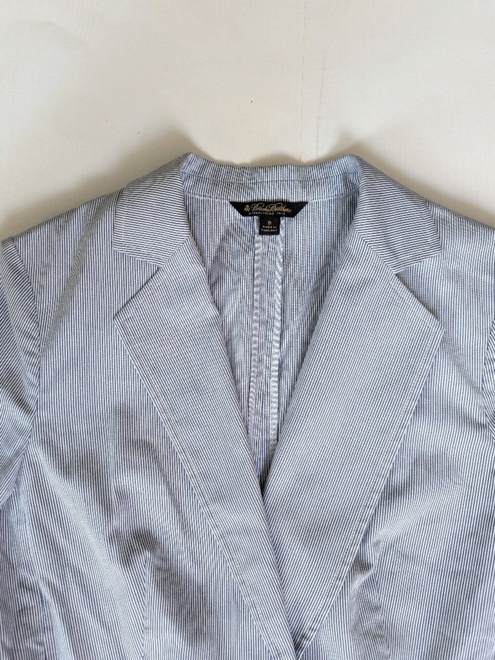 Brooks Brothers Light Blue Seersucker Women's Blazer Striped Work Jacket 8 - Picture 4 of 5